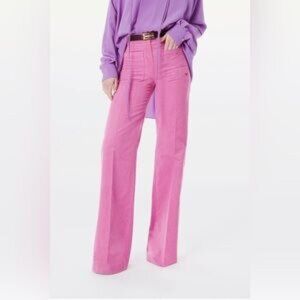 BNWT Victoria Beckham Alina Corduroy Flare Pants in Pink Size 0 US (UK 4)